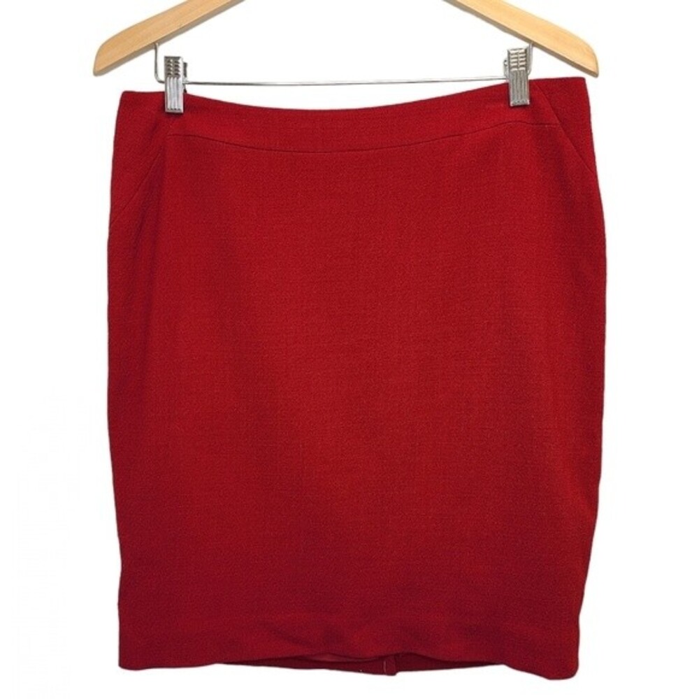 NWT Ann Taylor Red Wool Pencil Skirt 14 Petite